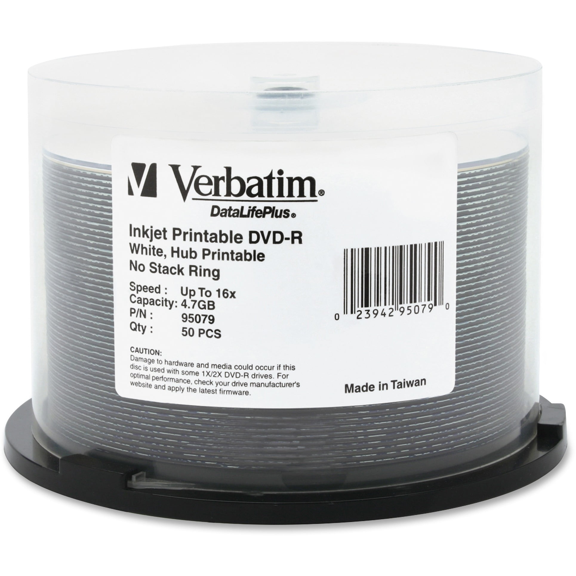 Verbatim, VER95079, Inkjet/Hub Printable 16X Spindle, 50, White ...