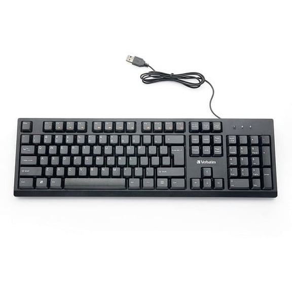 Verbatim Wired Keyboard - Cable Connectivity - USB Interface Multimedia Hot Key(s) - Linux, Chrome OS, Mac OS, Windows, Mac, PC | Bundle of 10 Each