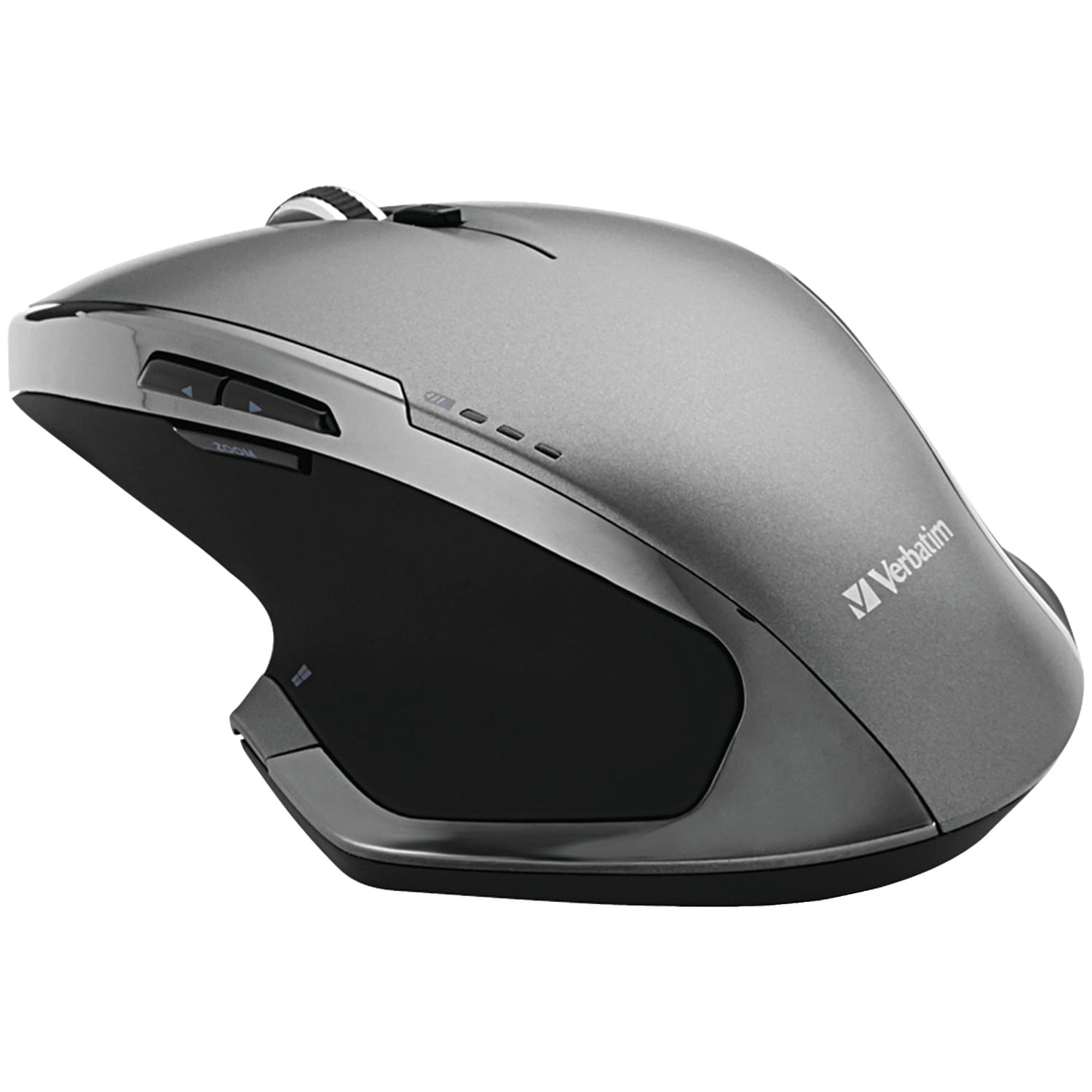 Verbatim Wireless Desktop 8-Button Deluxe Mouse - Blue LED - Wireless - Radio Frequency - Graphite - 1 Pack - USB - 1600 dpi - Scroll Wheel - 8 Button(s) | Bundle of 5