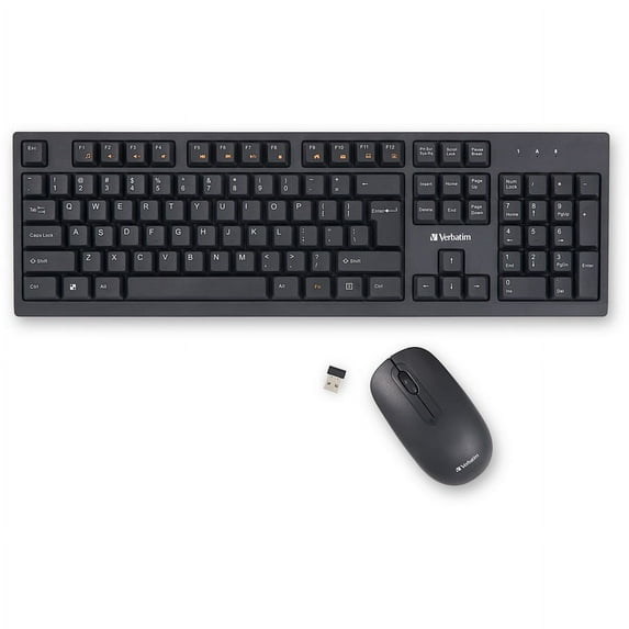 Verbatim Wireless Keyboard and Mouse - USB Type A Wireless 2.40 GHz Keyboard - USB Type A Wireless Mouse - Optical - 1000 dpi - 3 Button - Multimedia Hot Key(s) - Symmetrical - AA, AAA - Compatible wi
