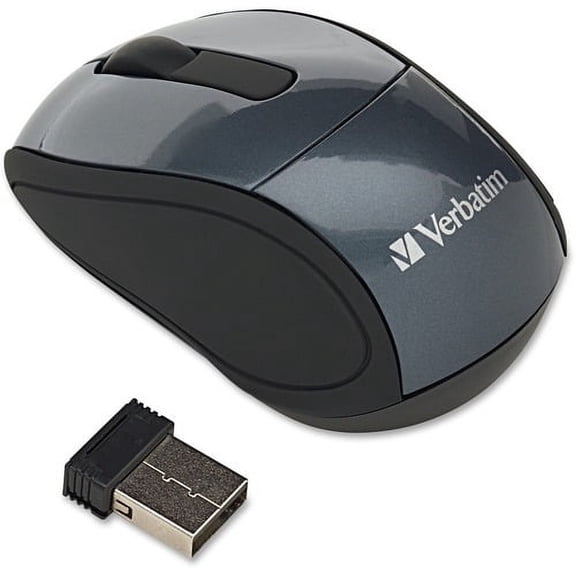 Verbatim Wireless Mini Travel Optical Mouse - Graphite - Radio Frequency - USB - 1600 dpi - Scroll Wheel | Bundle of 10 Each