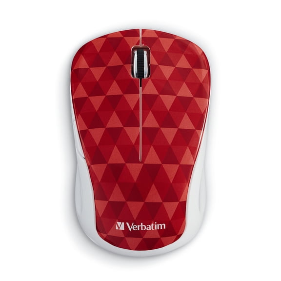 Verbatim Wireless Notebook Multi-Trac Blue LED Mouse - Diamond Pattern Red - Blue LED - Wireless - 1 Pack - USB Type A - Scroll Wheel