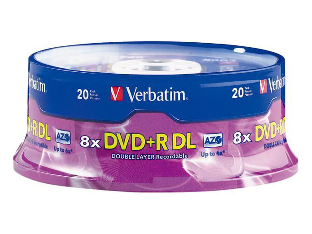 Verbatim DVD+R DL 8.5GB 8X with Branded Surface 20pk Spindle