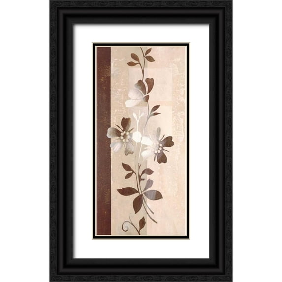 Verbeek-Van Den Broek 17x32 Black Ornate Wood Framed with Double Matting Museum Art Print Titled - Floral Concerto I