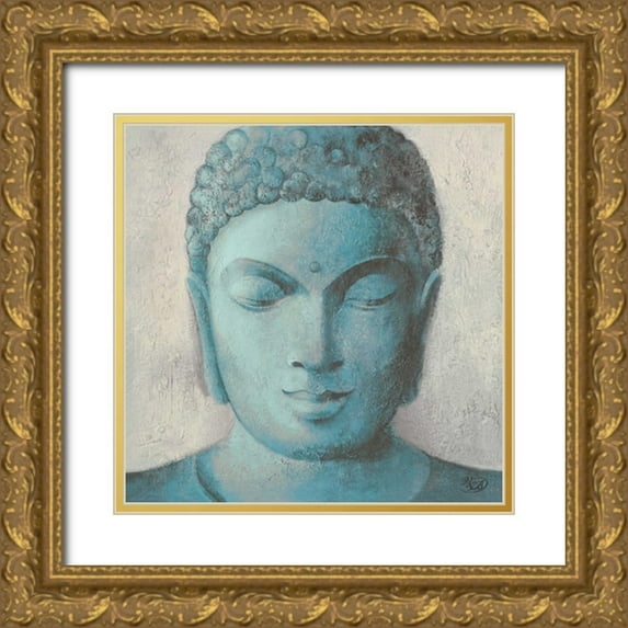 Verbeek and van den Boark 15x15 Gold Ornate Wood Framed with Double Matting Museum Art Print Titled - Serenity Buddha