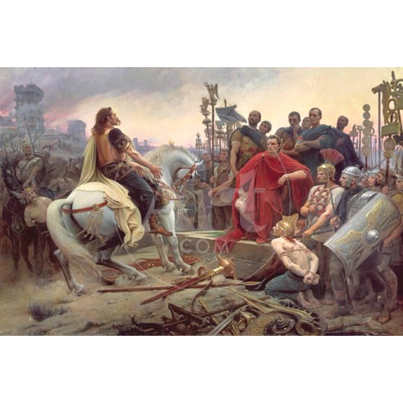 Vercingetorix Throws Down His Arms at the Feet of Julius Caesar, 1899, Animals Figurative Unframed Giclee Print Wall Art by Lionel Noel Royer Sold by Art.Com
