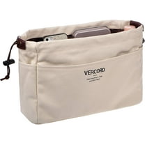 Vercord Canvas Handbag Organizers, Sturdy Purse Insert Organizer Bag in Bag, 10 Pockets Beige Small