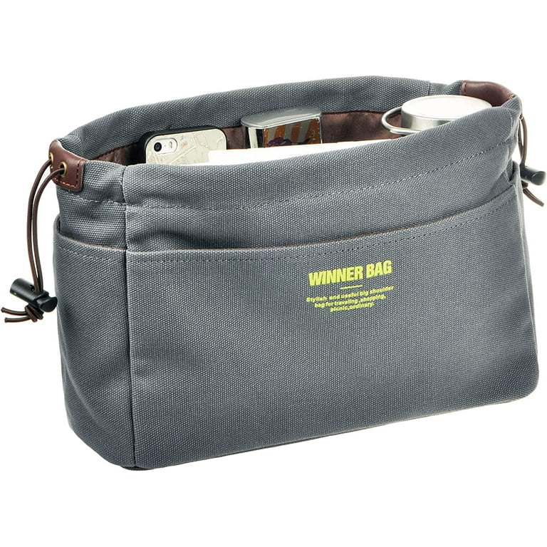 Vercord Canvas Handbag Organizers Sturdy Purse Insert Organizer Bag in Bag 10 Pockets Grey Large Walmart