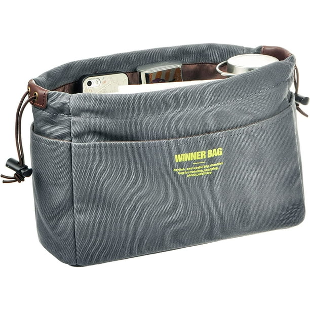 Vercord Canvas Handbag Organizers Sturdy Purse Insert Organizer Bag in Bag 10 Pockets Grey Small Walmart Business Supplies