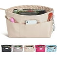 thumbnail image 1 of Vercord Premium Nylon Purse Organizer Tote Handbag Insert Organizers Bag in Bag Zipper 13 Pockets Beige Small, 1 of 6