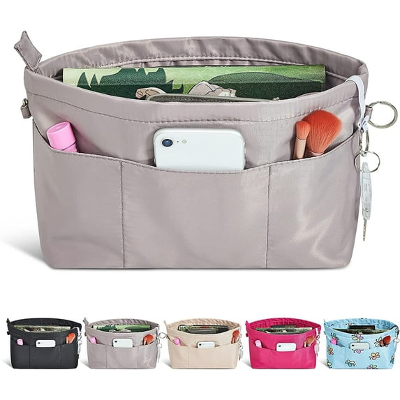 Vercord Premium Nylon Purse Organizer Tote Handbag Insert Organizers Bag in Bag Zipper 13 Pockets Grey XX-Large