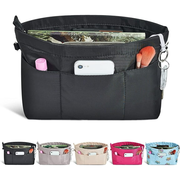 Vercord Premium Nylon Tote Handbag Organizer Insert, 13 Pockets, Black