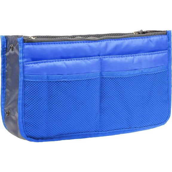 Vercord Purse Organizer Insert for Handbags Bag Organizers Inside Tote Pocketbook Women Nurse Nylon 13 Pockets Sapphire Blue Small