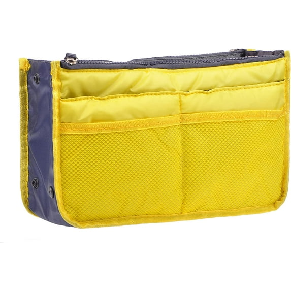 Vercord Purse Organizer Insert for Handbags Bag Organizers Inside Tote Pocketbook Women Nurse Nylon 13 Pockets Yellow Large