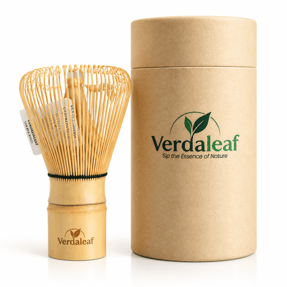 Verdaleaf Bamboo Matcha Whisk with Protective Storage Tube, Traditional Chasen for Matcha Tea & Lattes