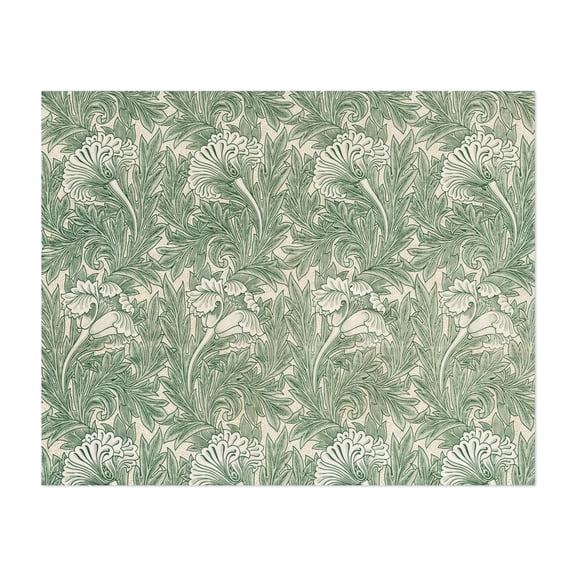 Verdant Blooms and Flowing Foliage Pattern - Illustration Floral Pattern Botanical Vintage Nature Art Deco Unframed Wall Art Print 9 x 12 inches