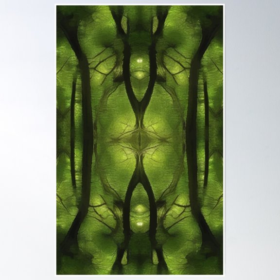 Verdant Reflection: The Forest’S Hidden Face Poster Wall Art, Modern Wall Decor, 12x18 UNFRAMED