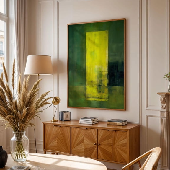 Verdant Threshold Green Yellow Color Field Wall Art Minimalist Home Decor Unframed Paper Print