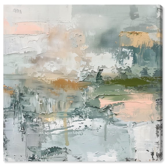 Verdant Whisper Canvas Minimal Abstracts by Art Remedy, Gallery Wrapped, 16" x 16"