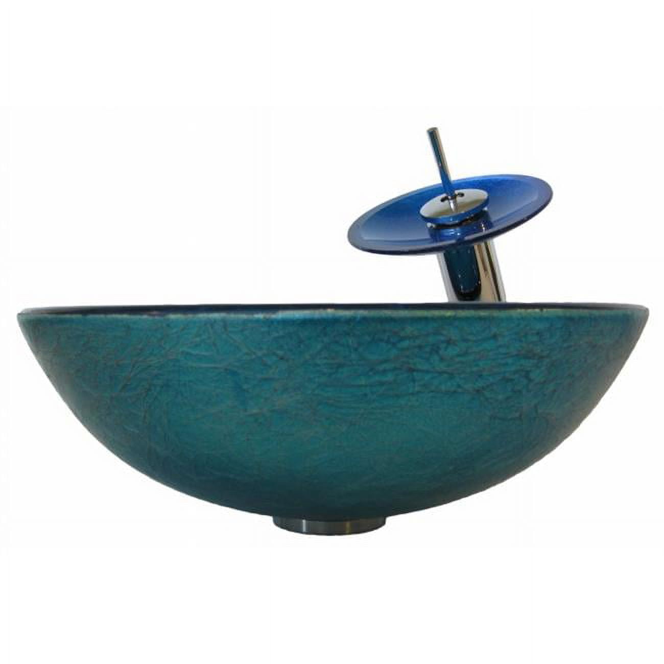 Verdazzurro Foil Painted Glass Vessel Sink with Matching Chrome Faucet