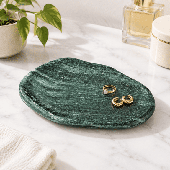 Verde Lapponia Green Marble Cloud Shape Vanity Tray for Home Decor