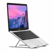 VerdeVida Laptop Stand, Portable Laptop Holder Computer Stand for Desk, Metal Foldable Laptop Riser with 6 Levels Height Adjustment, Compatible with MacBook, HP, Lenovo, Dell, Silver