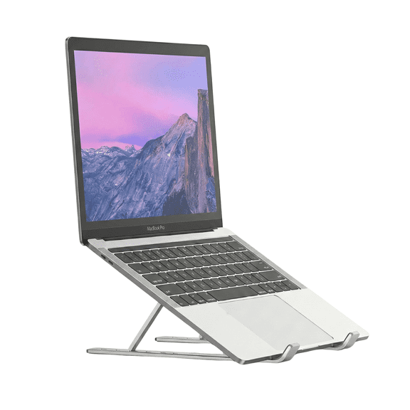VerdeVida Laptop Stand, Portable Laptop Holder Computer Stand for Desk, Metal Foldable Laptop Riser with 6 Levels Height Adjustment, Compatible with MacBook, HP, Lenovo, Dell, Silver