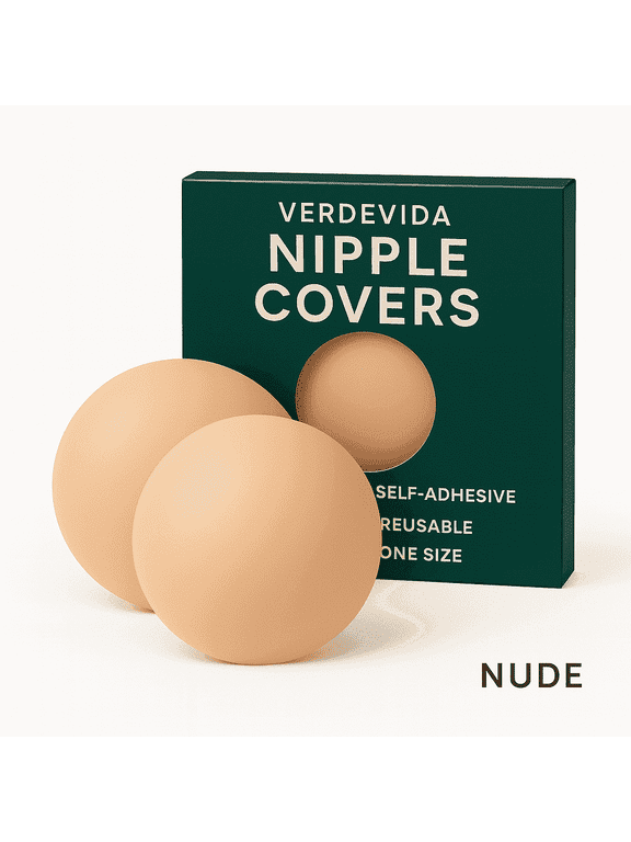 Nipple Covers for Women — Reusable Silicone Pasties, Sticky Bra for Backless & Strapless Dresses, 12-Hour Sweat-Proof Adhesive, A–D Cup Nude