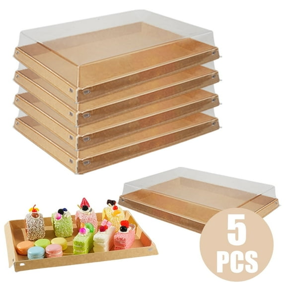Verdelife 5 Pack Serving Platter Trays with Lids, Reusable Charcuterie Boxes for Entertaining, Party Travel Platters for Sandwich, Snacks, Fruit, Cookie and Pantry