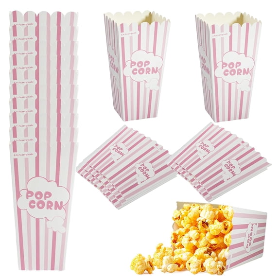Verdelife 36 Pcs Popcorn Boxes, 4.7" Striped Star Popcorn Buckets, 25 oz Paper Containers for Movie Nights, Parties, Snacks & Theater Supplies