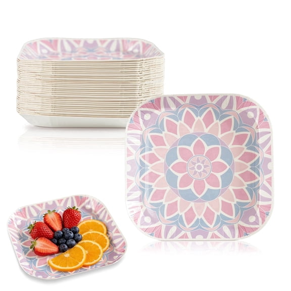 Verdelife Small Paper Plates, 5 inch Floral Plates 50 Count, Disposable Plates for Tea Party, Baby Shower, Bridal Shower, Birthday, Wedding and Any Celebration