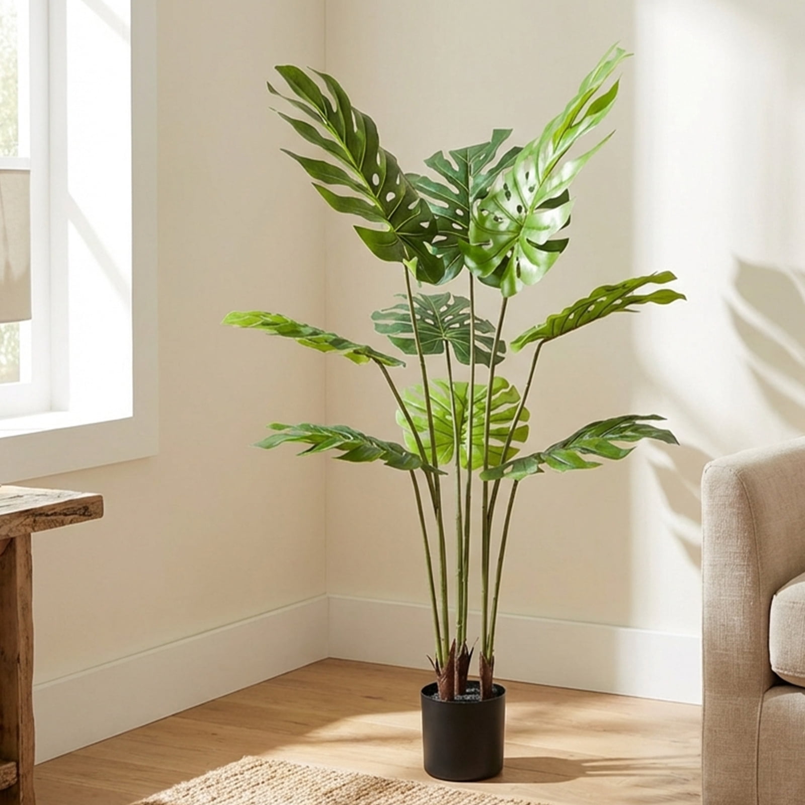 Verdelure 3.7FT Artificial Plant Fake Tropical Potted Tree Indoor Faux Floor Plant for Home Office Decor