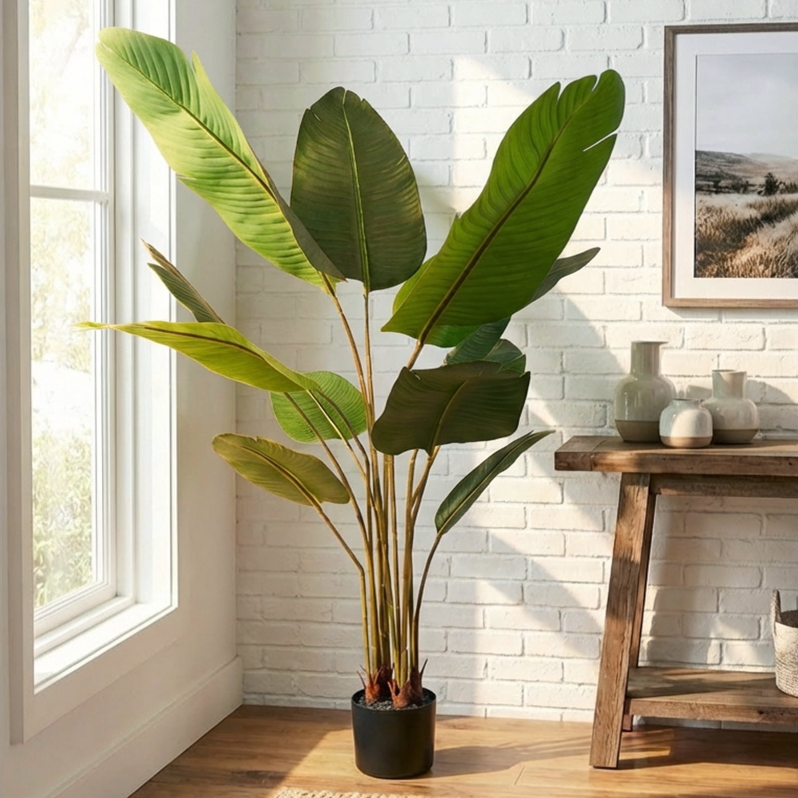 Verdelure 4.6FT Artificial Plant Fake Tropical Palm Tree Potted Indoor Faux Floor Plant for Home Office Decor