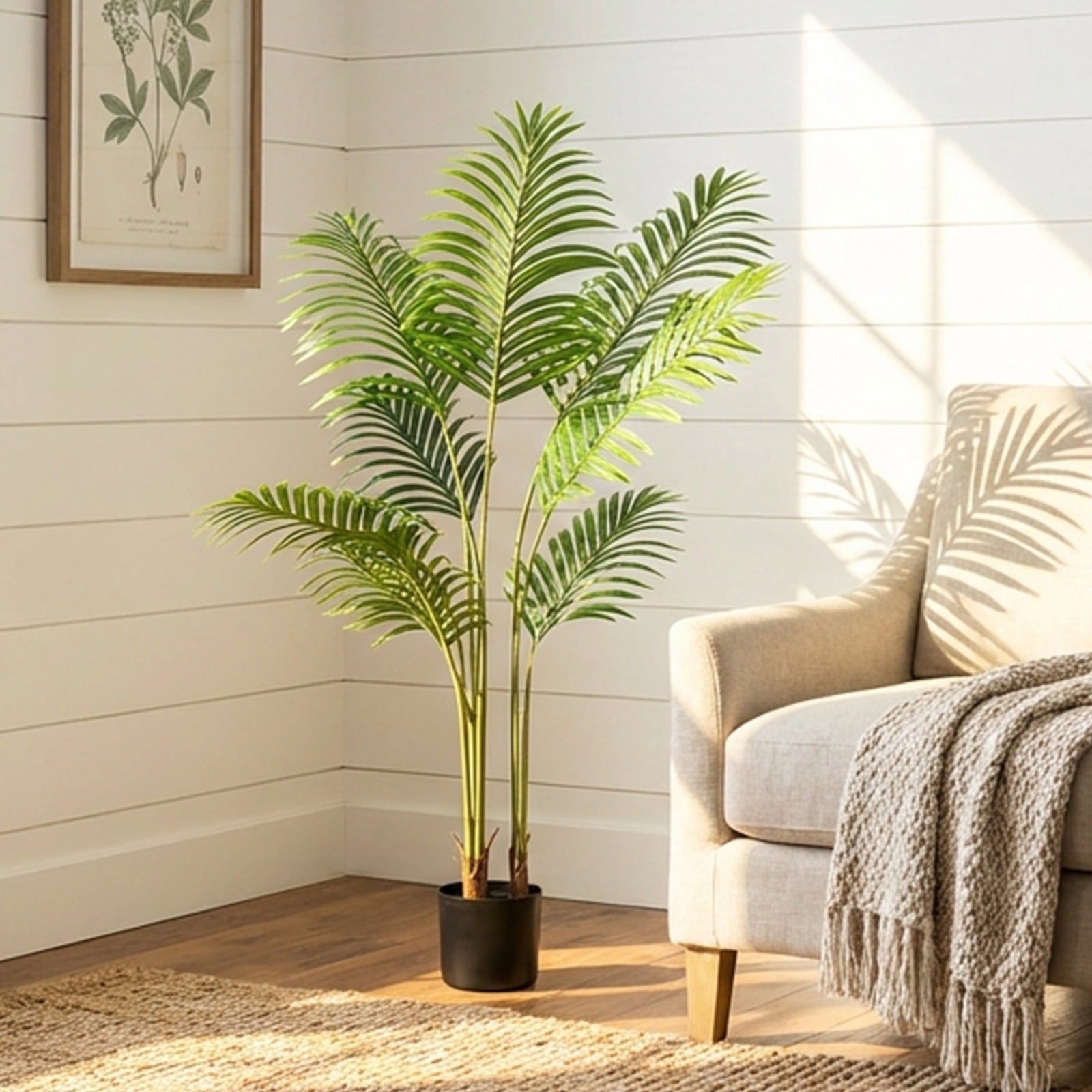 Verdelure 4FT Artificial Plant Fake Tropical Palm Tree Potted Indoor Faux Floor Plant for Home Office Decor