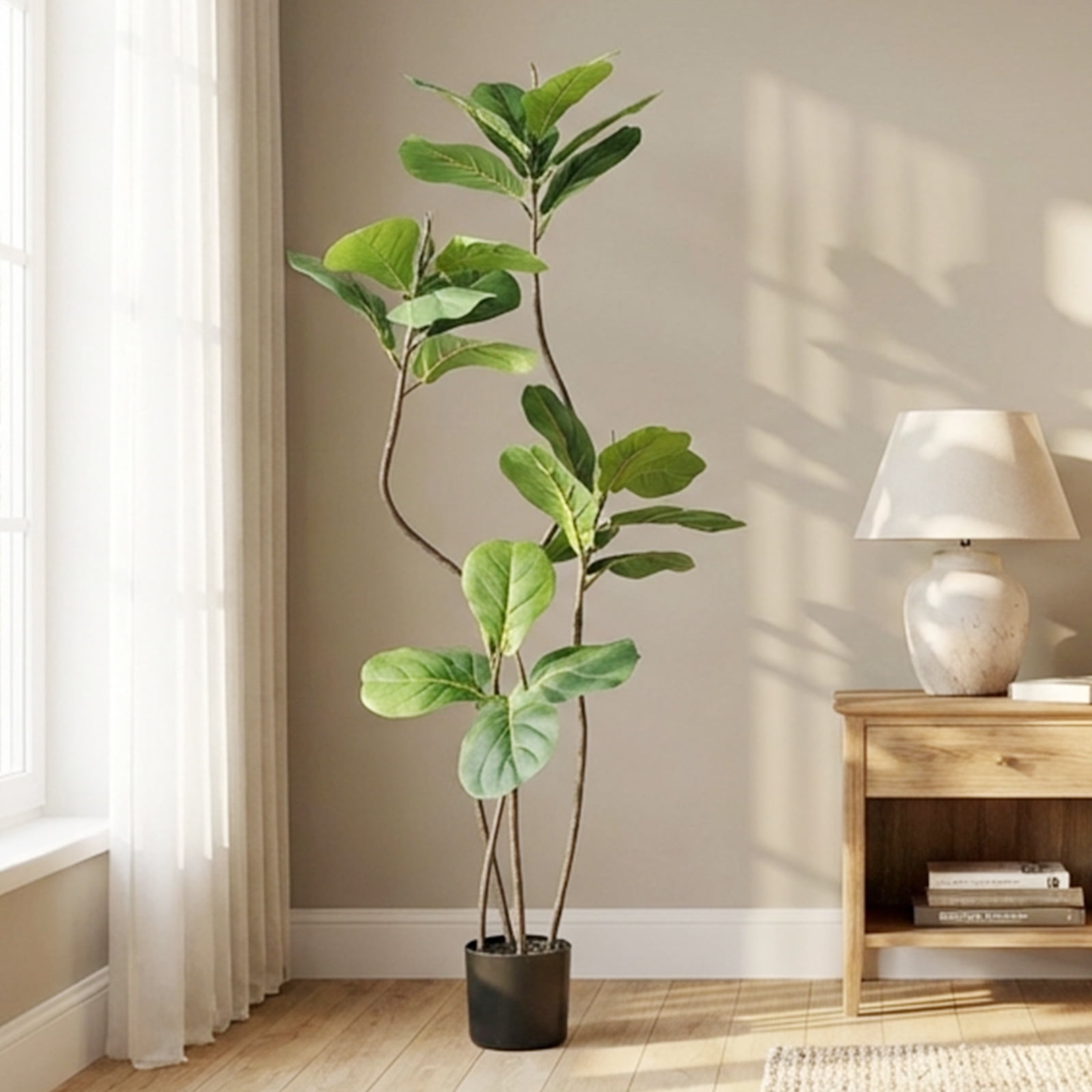 Verdelure 5.3FT Artificial Plant Fake Ficus Tree Potted Indoor Faux Floor Plant for Home Office Decor