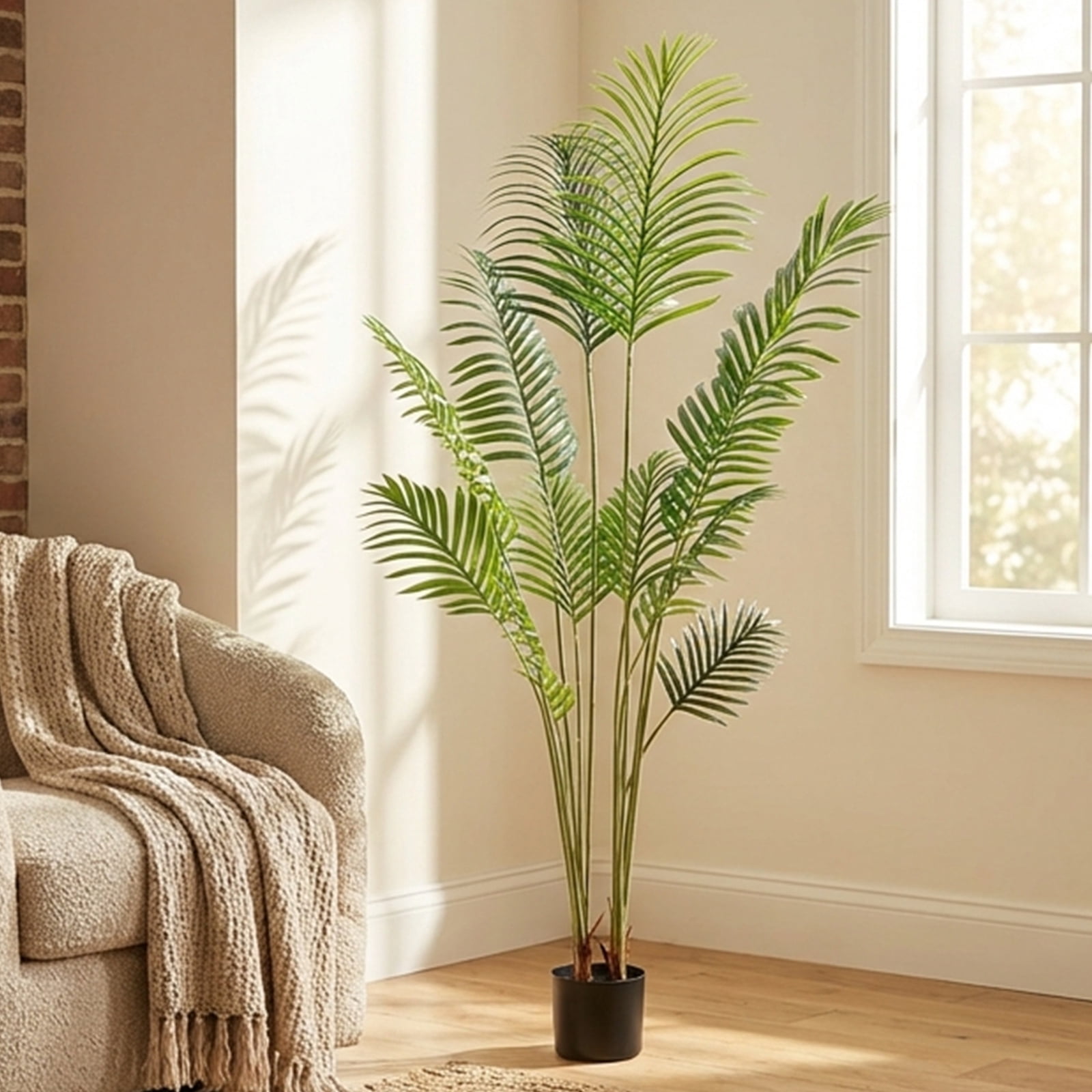 Verdelure 5.3FT Artificial Plant Fake Tropical Palm Tree Potted Indoor Faux Floor Plant for Home Office Decor