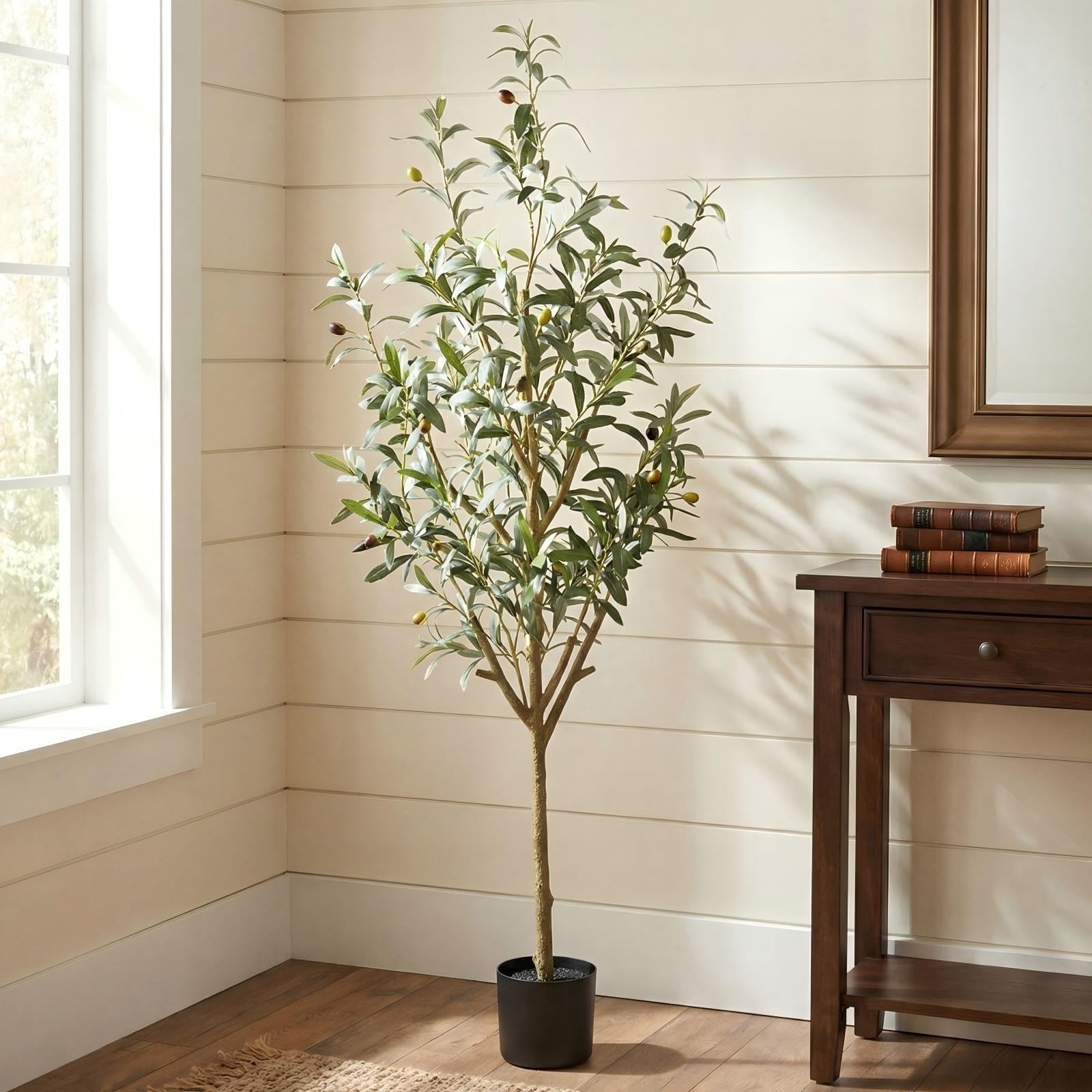 Verdelure 5FT Artificial Olive Tree with Lifelike Fruits Fake Olive Plant Potted Indoor Faux Floor Plant for Home Office Decor