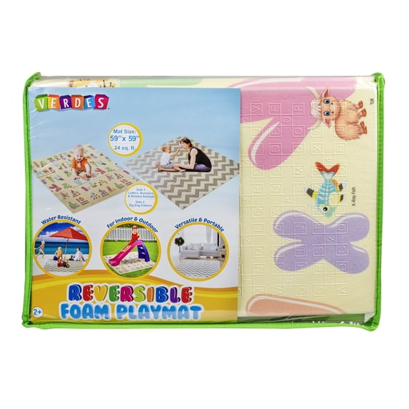 Verdes Jumbo Reversible Foldable Play Mat ABC/Stripe 24 Square Feet, Infants Age Group 12 Months and Up