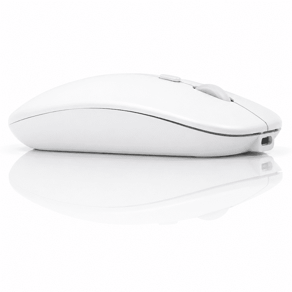 VerdeVida Bluetooth 5.2 Wireless Mouse — Rechargeable Silent-Click Mouse for MacBook, Laptop, PC, iPad, Chromebook, Windows 11/10/8 — Slim Portable Travel Mouse, 1600 DPI, Multi-Device, White