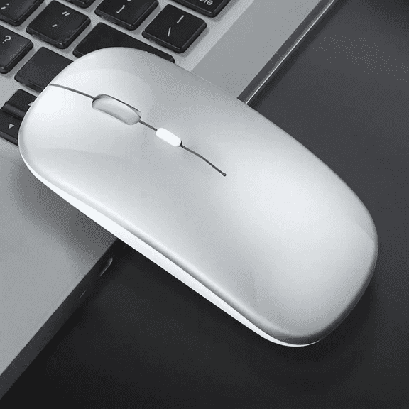 VerdeVida Bluetooth 5.2 Wireless Mouse — Rechargeable Silent-Click Mouse for MacBook, Laptop, PC, iPad, Chromebook, Windows 11/10/8 — Slim Portable Travel Mouse, 1600 DPI, Multi-Device, Silver