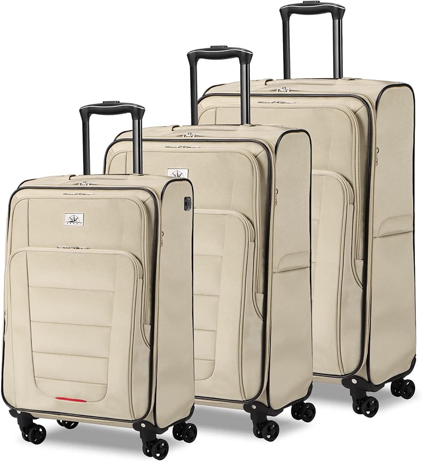 Verdi Travel Expandable Luggage 3 Piece Set with USB Port Soft Side
