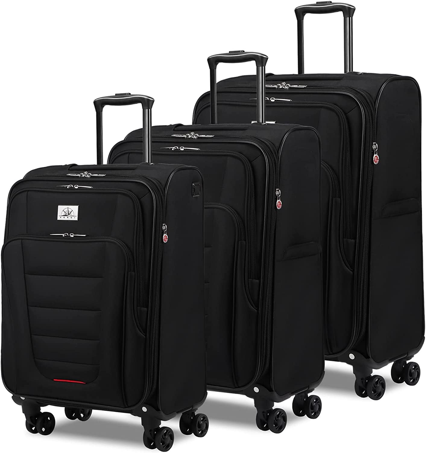 Verdi Travel Expandable Luggage 3 Piece Set with USB Port Soft Side