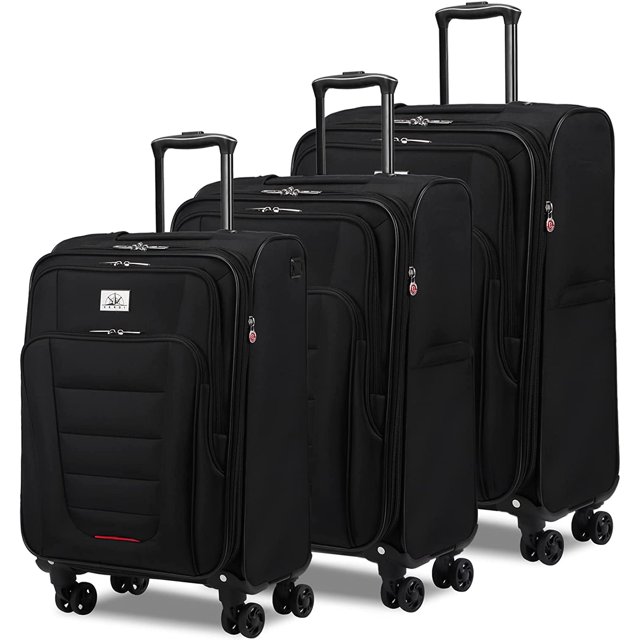 Verdi Travel Expandable Luggage 3 Piece Set with USB Port Soft Side
