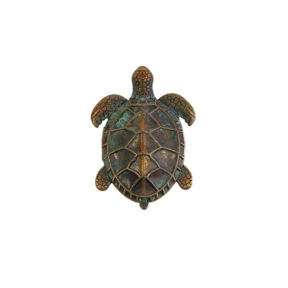 Verdigris Copper Sea Turtle Cabinet Door Dresser Drawer Pull Knob Kitchen Bathroom Nautical Hardware Ocean Decor