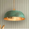 thumbnail image 1 of Handmade Hammered Copper Green Patina Pendant Light – Rustic Farmhouse Ceiling Fixture for Kitchen Island, Dining Room & Living Space, Office and Bar | Vintage Hanging Light with Mounting Set, 1 of 5