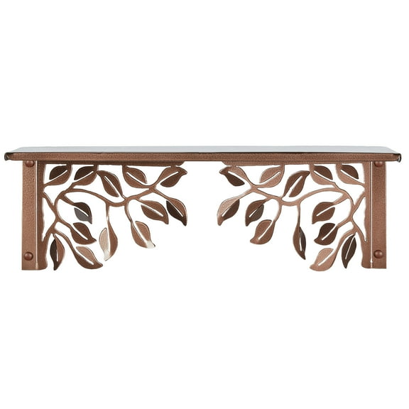 Verdin Leaves Indoor Outdoor Steel 24 Inch Wall Shelf by JasonW Studios(R) Antique Copper