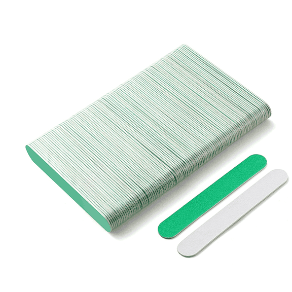 Verdlora 100 Pcs Nail File,Eco-Friendly Wood with Coarse and Fine Grits Nail Supplies,1.2mm Thickness for Convenient Travel Emery Boards for Nails,White&Green
