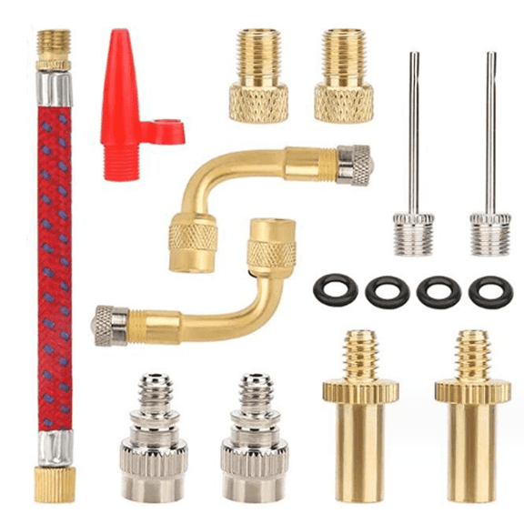 Verdlora 16Pcs Bike Accessories,Versatile Pump Needle,Essential Tire Inflation Connector,Practical Mountain Bike Accessories