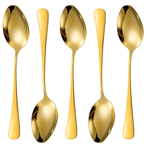 Verdlora 5Pcs Soup Spoons,Thickened Comfort Design Espresso Spoons,Steady and Secure Use Chinese Soup Spoons,Gold