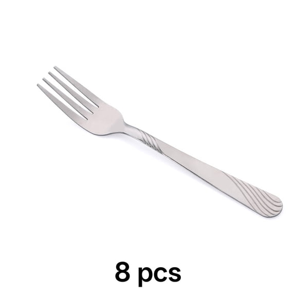 Verdlora 8Pcs Forks Stainless Steel 410 Dinner Forks Creative Pattern Integrated Forming Salad Forks,Silver